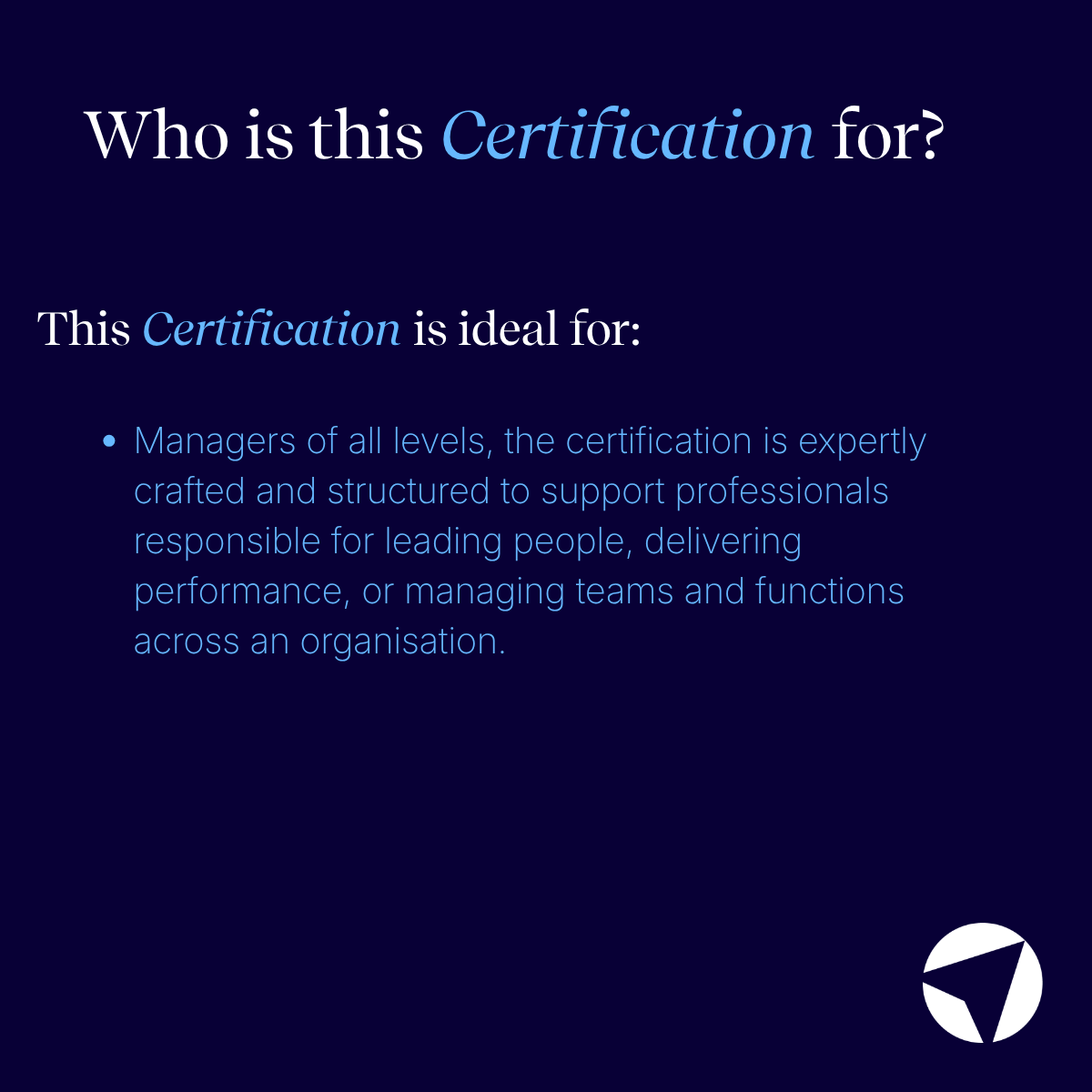 Certified Leadership and Management